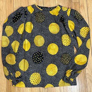 Black and Yellow Geometric Print Women's Top